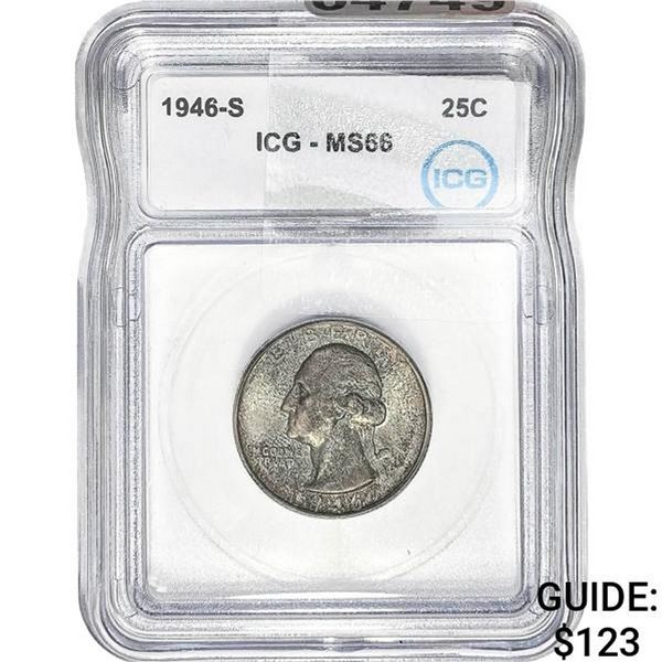 1946-S Washington Silver Quarter ICG MS66