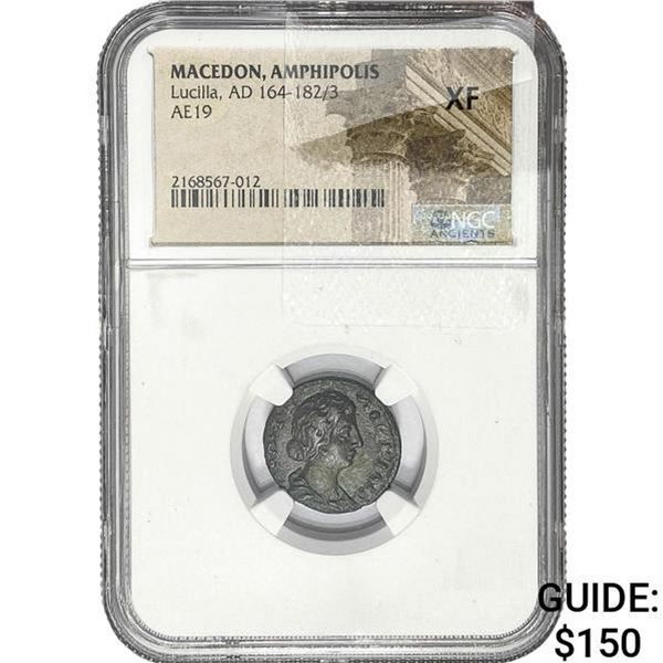 164-182/3 AD Macedon Amphipolis Lucilla Bronze 19 NGC XF