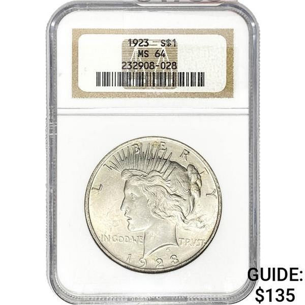 1923 Silver Peace Dollar NGC MS64