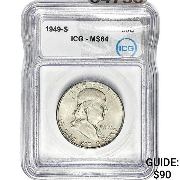 1949-S Franklin Half Dollar ICG MS64