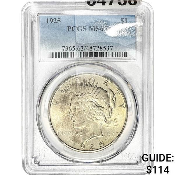 1925 Silver Peace Dollar PCGS MS63