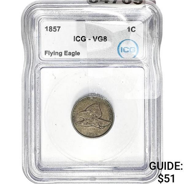 1857 Flying Eagle Cent ICG VG8