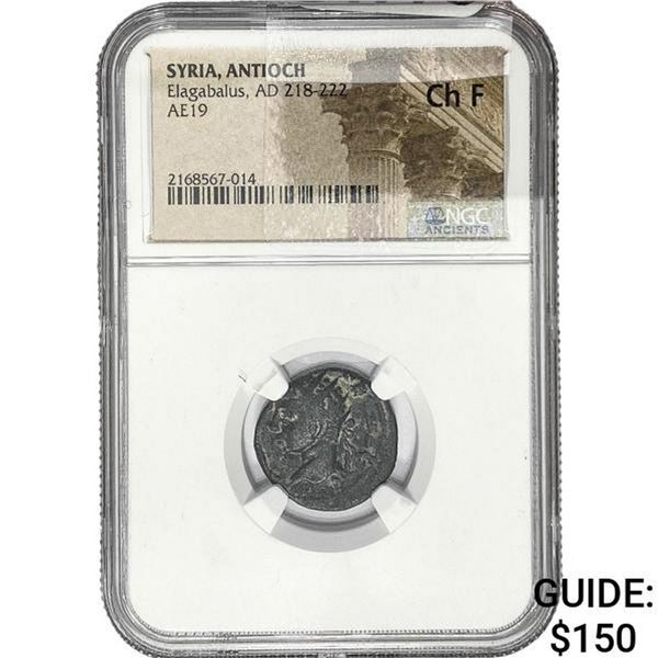 218-222 AD Syria Antioch Elagabalus Bronze 19 NGC CHF