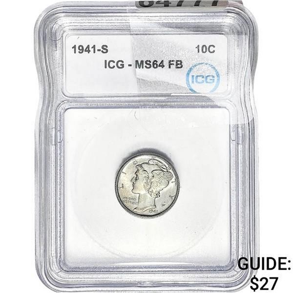 1941-S Mercury Silver Dime ICG MS64 FB