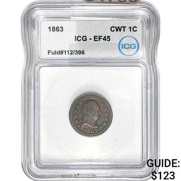 1863 1C Civil War Token George Washington Wilson ICG EF45