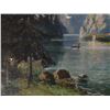 Image 9 : C. 1900's Callaheide "Fisherman Lake" Oil Painting