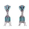 Image 2 : Zuni Sterling & Turquoise Needle Point Earrings