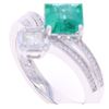 Image 3 : Freeform 2.07ct Emerald & Diamond Platinum Ring