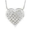 Image 2 : 14k White Gold 0.50 ctw Pave Diamond Heart w/ Polished Frame Pendant 18 Necklace