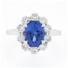Image 4 : NEW 14k White Gold 2.95 ctw Oval Blue Violet Tanzanite w/ Round Diamond Halo Rin