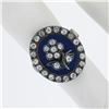 Image 3 : Antique Georgian Gold & Silver Oval Blue Enamel Old Cut Diamond Flower Halo Ring