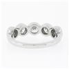 Image 7 : NEW Platinum 1.36 ctw Round Bezel Large Diamond Five 5 Stone Wedding Band Ring