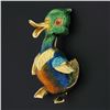 Image 2 : Vintage 18k Gold Multicolor Enamel Detailed Textured Ruby Eye Duck Pin Brooch