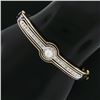 Image 1 : Vintage Victorian Revival 14K Gold Pearl Diamond Enamel Hinged Bangle Bracelet