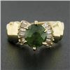 Image 2 : 14k Yellow Gold Oval Prong Peridot Tapered Baguette Diamond Side Engagement Ring