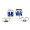Image 3 : NEW 18K White Gold GIA Cushion Brilliant Prong Royal Blue Sapphire Stud Earrings
