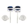 Image 5 : NEW 18K White Gold GIA Cushion Brilliant Prong Royal Blue Sapphire Stud Earrings