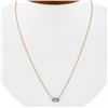 Image 6 : New 14K Rose Gold Emerald Cut Channel Set Blue Topaz Solitaire Pendant & Chain