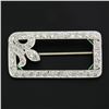 Image 2 : Antique Art Deco Platinum Old Cut Diamond w/ Emeralds Open Geometric Brooch Pin