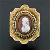 Image 2 : Antique Victorian Etched GF Carved Agate Cameo Solitaire Ring w/ 10k Gold Shank