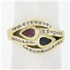 Image 1 : 14K Yellow Gold 0.96 ctw Ruby, Sapphire & Diamonds Moi Et Toi Bypass Band Ring