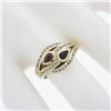Image 3 : 14K Yellow Gold 0.96 ctw Ruby, Sapphire & Diamonds Moi Et Toi Bypass Band Ring