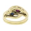 Image 6 : 14K Yellow Gold 0.96 ctw Ruby, Sapphire & Diamonds Moi Et Toi Bypass Band Ring