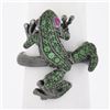 Image 1 : 18K Gold & Black Rhodium Pave Tsavorite & Red Eyes Frog Body Cocktail Ring