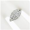 Image 3 : Antique Art Deco Platinum 0.81 ctw Old Cut Diamond Detailed Etched Domed Band Ri