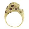 Image 7 : 14k Yellow Gold 1.60 ctw Ruby & Diamond 3D Textured Spotted Leopard Cocktail Rin
