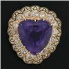 Image 5 : Antique Victorian 14k Gold Large Heart Amethyst & Diamond Enamel Brooch Pendant