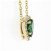 Image 4 : NEW 14K Yellow Gold 0.75 ctw Heart Cut Emerald w/ Diamond Halo Pendant & Chain