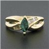 Image 2 : 14k Gold 0.66 ctw Marquise Emerald w/ Baguette Channel Diamond Engagement Ring