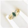 Image 3 : 14k Gold 0.66 ctw Marquise Emerald w/ Baguette Channel Diamond Engagement Ring