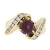 Image 4 : 14k Gold Round Pink Tourmaline w/ 0.30 ctw Diamond Channel Accents Bypass Ring