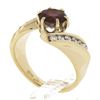 Image 7 : 14k Gold Round Pink Tourmaline w/ 0.30 ctw Diamond Channel Accents Bypass Ring