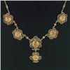 Image 6 : Antique 14K Gold 21.40 ctw GIA Brownish Yellow Zircon Open Filigree Work Necklac