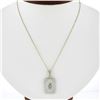 Image 1 : Antique Art Deco 14k White Gold Camphor Glass w/ Filigree Pendant Chain Necklace
