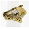 Image 1 : Vintage 18K Gold Detailed 3D Horse Head Band Ring w/ Enamel Work & Diamond