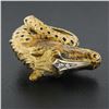 Image 2 : Vintage 18K Gold Detailed 3D Horse Head Band Ring w/ Enamel Work & Diamond