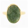 Image 4 : 10K Gold Milgrain Bezel Set Oval Cabochon Jade Polished Simple Solitaire Ring
