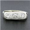 Image 2 : Antique Edwardian Platinum & 14K Gold 0.35 ctw Diamond Filigree 3 Stone Band Rin
