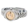 Image 8 : Rolex Ladies Stainless Steel Quickset Salmon Dial Diamond Lugs Date Wristwatch