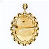 Image 3 : Vintage 18k Gold Large Detailed Hand Painted Open Textured Frame Brooch Pendant