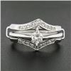 Image 2 : Vintage 14K White Gold 0.62 ctw Diamond Solitaire Engagement & Wedding Ring Set