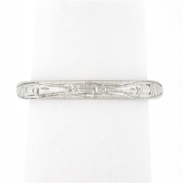 Antique Art Deco Tiffany & Co. Platinum 2.6mm Detailed Engraved Stack Band Ring