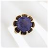 Image 3 : Antique 14k Gold 13.5mm Round Synthetic Alexandrite Belcher Prong Solitaire Ring