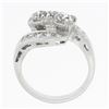 Image 8 : Vintage Platinum 1.66 ctw Old European Cut Dual Diamond Bypass Ring w/ Accents