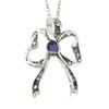 Image 6 : Vintage 18K White Gold 1 ctw Sapphire & Diamond Bow Ribbon Pendant w/ 14k Chain