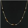 Image 5 : Vintage 10k Gold 14.8mm Bar Tigers Eye W/ Pearl & Gold Bead Ball Chain Necklace